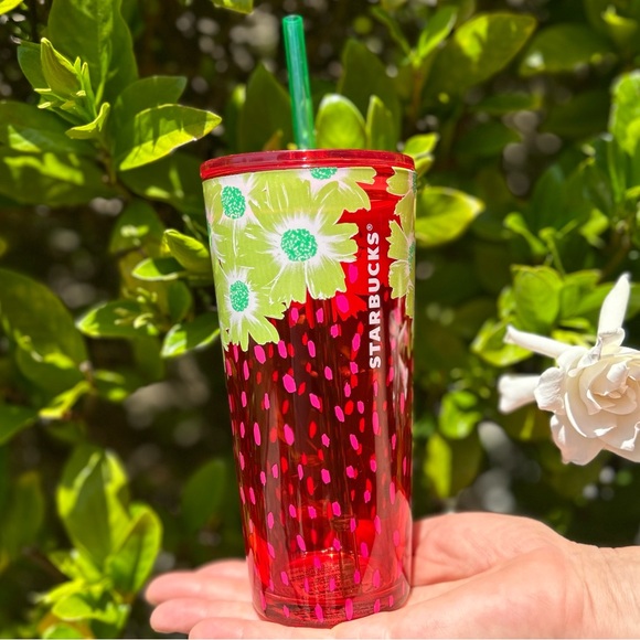 starbucks Other - New Starbucks Red Pink Strawberry Glass Tumbler